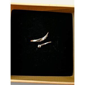 Heart and Feather Wrap Ring • Sterling Silver • Adjustable Size 6